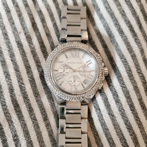 Michael Kors Silver Chronograph Watch with Crystal Bezel - Picture 4 of 4